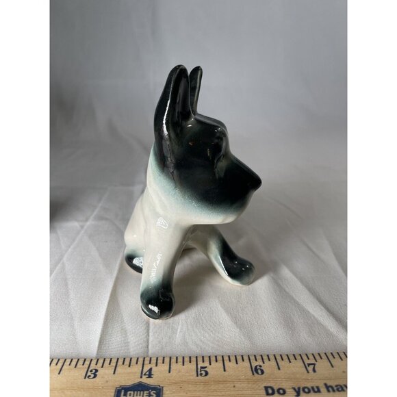 VTG MCM Ceramin Scottie Terrier Dog Black (Green Tint) White Figurine Whtnot #1 - Picture 4 of 5